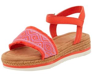 TOMS Fille Diana Sandale cale, Rouge, 1 UK