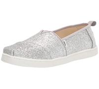 TOMS Girl's Glitter Alpargata Loafer Flat, argenté/Blanc, 33 EU