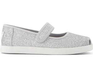 TOMS Girl's Nora Mary Jane Flat, Silver Iridescent Glimmer, 1.5 UK