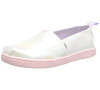 TOMS Glitter Alpargata Mocassin Plat, Blanc, 34 EU