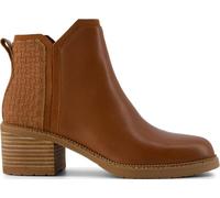 TOMS Hailey Bottes décontractées à enfiler à bout rond pour femme Talon bas 1-5 cm Blanc cassé, Amb Brn Lthr/Wvn Bkt, 8.5