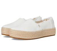 TOMS Plateforme Valencia pour Femme, Toile Blanche Large Largeur effilochée, 37 EU