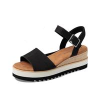 TOMS Sandales Diana pour femme, large largeur, cuir noir, 38 EU