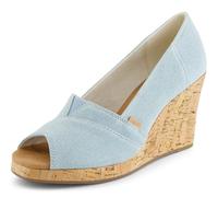 TOMS Sandales espadrilles classiques compensées pour femme, bleu pastel, 37.5 EU
