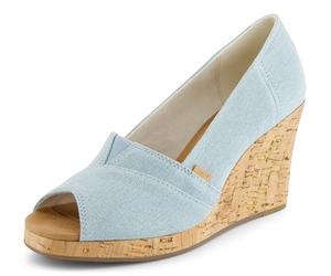 TOMS Sandales espadrilles classiques compensées pour femme, bleu pastel, 42 EU