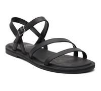 TOMS Sandales KiraFlat pour femme, cuir noir, 37.5 EU