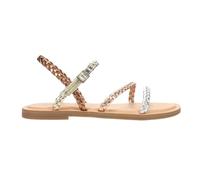 TOMS Sandales KiraFlat pour femme, Tresse synthétique multi-métallique, 42.5 EU