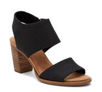TOMS Sandales Majorca à talons découpés pour femme, Noir mélangé tissé, 36.5 EU