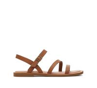 TOMS Sandales plates Kira pour femme, cuir marron, pointure 42, Marron clair/cuir, 42 EU