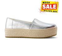 Toms Valencia Chaussures Femmes Cuir Espadrilles Décontractées Slip On Argent