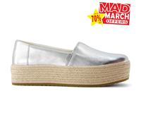 Toms Valencia Chaussures Femmes Cuir Espadrilles Décontractées Slip On Argent