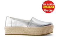 Toms Valencia Chaussures Femmes Cuir Espadrilles Décontractées Slip On Argent
