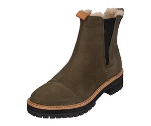 TOMS Women's Dakota Chelsea Boot, Water Resistant Tarmac Olive Oiled Nubuck, 36.5 EU