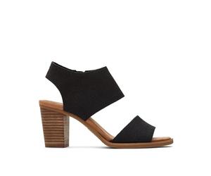 TOMS Women's Majorca Cutout Heeled Sandal, Black Melange Woven, 38 EU