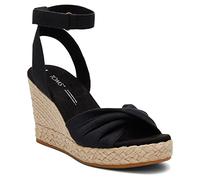 TOMS Women's Marisela Wedge Sandal, Black Slubby Woven, 41 EU