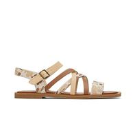 TOMS Women's Sephina Flat Sandal, Beige Abstract Cow Print, 40 EU