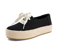 TOMS Women's Valencia Lace Up Espadrille, Black Canvas, 37.5 EU