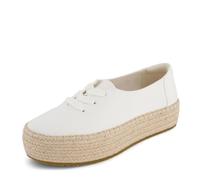 TOMS Women's Valencia Lace Up Espadrille, White Canvas, 38 EU