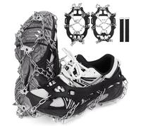 TOMSHOO Crampons 32 Dents Antidérapant Crampons Neige et Glace, Traction Grips Crampon avec Chaîne en Acier Inoxydable, pour Randonnée Alpinisme Neige la Glace Activités