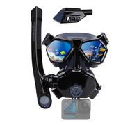TOMSHOO Kit de plongée avec tuba pour adultes, masque de plongée intégral avec compensation de pression et support pour caméra, vue panoramique à 180°, masque de plongée anti-buée et anti-fuite en