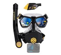 TOMSHOO Kit de plongée avec tuba pour adultes, masque de plongée intégral avec compensation de pression et support pour caméra, vue panoramique à 180°, masque de plongée anti-buée et anti-fuite en