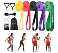 TOMSHOO Lot de bandes de résistance, bandes de résistance, bandes de fitness, bande de traction, bande d'entraînement avec ancrage de porte, poignée, sac de rangement, plusieurs niveaux de résistance