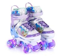 TOMSHOO Patins à roulettes Fille, Roller Enfant Réglables avec 8 Roues LED Lumineuses, Rollers Quad Enfant 4 Tailles Ajustables pour Débutants, Confortables et Respirants, Intérieur et Extérieur
