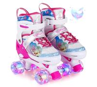 TOMSHOO Patins à roulettes Fille, Roller Enfant Réglables avec 8 Roues LED Lumineuses, Rollers Quad Enfant 4 Tailles Ajustables pour Débutants, Confortables et Respirants, Intérieur et Extérieur