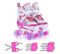 TOMSHOO Patins à roulettes pour Enfants avec équipement de Protection 4 Tailles pour Enfants d'âges différents Roues Lumineuses à LED réglables Patins à roulettes pour Filles (M)