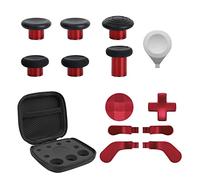 TOMSIN Kit de boutons magnétiques de rechange pour manette Xbox Elite Series 2, comprend 6 joysticks plaqués métal, 4 pagaies, 2 D-Pads, 1 outil de réglage (rouge plaqué)