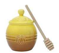 Tomuvpzn sirop pot de miel en céramique, cuillère à miel bois et couvercle