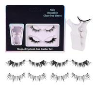 Tomvorks 2 Paires C - Curl Magnetic Faux Cils avec Curler pour - Look Fake Lashes, Secure Fit, All - Day Comfort (Mélanger)