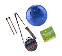 Tomvorks 5,5 Pouces Mini Tambour à Langue en Acier Handpan Tambour à Langue avec 8 Notes C Key, Alliage de Titane, Beau Son, Facile à Jouer, Sac de Transport, pour la Méditation, (Bleu)