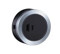 Tomvorks Adaptateur de Prise, Adaptateur de Prise USB Flexible Type C, Multiprise, Bureau à Domicile, Cadre en Alliage D'aluminium, Affichage LED Bleu Moderne (SP5)