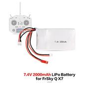 Tomvorks Batterie Lipo 2S 7.4V 2000mAh 8C, Batterie Haute capacité pour Télécommande émetteur FrSky Q X7