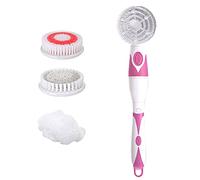 Tomvorks Brosse de Bain électrique, Brosse de Nettoyage du Corps étanche avec épurateur Massage du Dos pour Douche IPX6 à Long Manche (Rose)