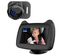 Tomvorks Caméra Miroir de Voiture FullView pour bébé, Moniteur de Vision Nocturne 1080P, Lumière Non Intrusive pour Le Sommeil bébé