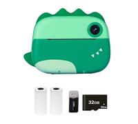 Tomvorks Caméra Thermique pour Enfants, Imprimante, écran 2,4 Pouces, Double Caméra, Minuterie, Enregistrement Vidéo 1080P, Mémoire pour Enfants, avec 2 Rouleaux de Papier D' Blanc, Carte (Verte)