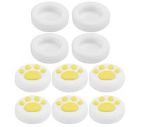 Tomvorks Couvercle de Poignées de Pouce en Forme Patte Chat, Capuchon à Bascule en Silicone Souple pour/Lite, Design Novateur, Paquet 10 (Griffes Jaunes sur Blanc)
