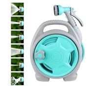 Tomvorks Enrouleur de Tuyau D'arrosage Rétractable avec Buse, Enrouleur de Tuyau D'eau 6 en 1 avec Retour Facile pour le Nettoyage L'irrigation, Matériau ABS 15M (Connecteur de tuyau UE)