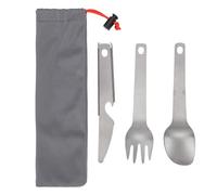 Tomvorks Ensemble de Couverts de Camping Ti en Plein Air, Outil Multifonctionnel sablé Durable pour Randonnée Pique-nique en Alliage Titane (Ta8110S Petit ensemble 3 pièces)