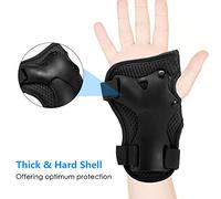 Tomvorks Ensemble de Genouillères pour Enfants, Coque en PP Robuste et Matériaux en Polyester Offrant Une Conservation et Une durabilité Maximales.Le Tissu en Mesh Respirant évacue (Noire)