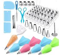 Tomvorks Fournitures de Décoration de Gâteaux, Outils Cuisson en Acier Inoxydable, Ensemble Pointes Glaçage pour Décoration Pâtisserie DIY, 72 Pièces