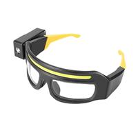 Tomvorks Lunettes de sécurité LED avec Phare à Détecteur de Mouvement et luminosité Réglable pour la Pêche et le Cyclisme - Lunettes Lumineuses ABS Rechargeables (Jaune)