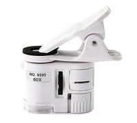 Tomvorks Mini Microscope Portable pour Smartphone 60X, Loupe LED Portable pour Les Observations Biologiques de Bijoux, Blanc 4,3x2,8x1,2 Pouces