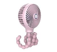 Tomvorks Mini Ventilateur Portatif avec Pince Trépied Poulpe Flexible en Noir pour Siège de Voiture de Bureau Poussette-chargement USB Rechargeable (Rose)