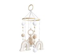 Tomvorks Mobile pour bébé pour Berceau Arc-en-ciel en Bois avec Glands, Visuels Apaisants, Croissance Cognitive, Design Boho Chic pour Décoration de Chambre D'enfant