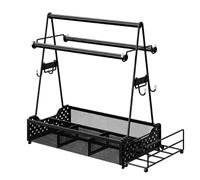 Tomvorks Organisateur de Barbecue Portable et Polyvalent pour Grillades et Camping en Plein Air, Construction en Fer Robuste, Noir, 15,5 X 10,8 X 6,9 Pouces