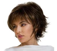 Tomvorks Perruque Courte pour Femme, Perruque Ondulée Dégradée, Couleur Blonde Très élégante Qui Reflète Parfaitement Votre personnalité, Fibre Synthétique Résistante à la Chaleur,