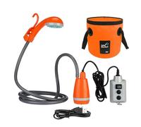 Tomvorks Peste de Douche de Camping Portable Rechargeable Compacte pour la Randonnée avec Design Rechargeable, Facile à (Pompe de Douche avec Seau Pliable)